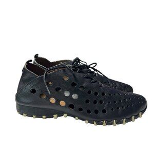 Litfoot Women's black perforated leather Oxford  lace up shoes LF9010 size 6 37